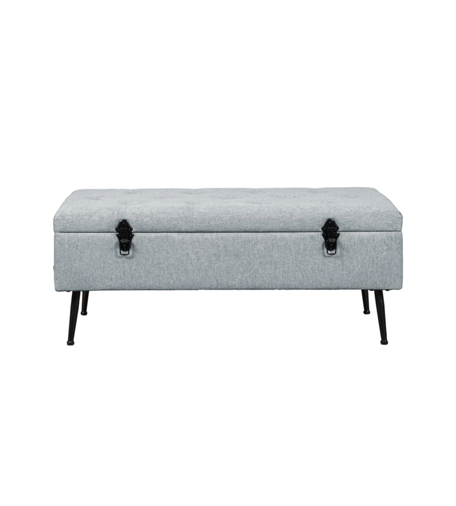 Panchina contenitore bellahome "lisa" in tessuto grigio melange, 102x44x40 cm